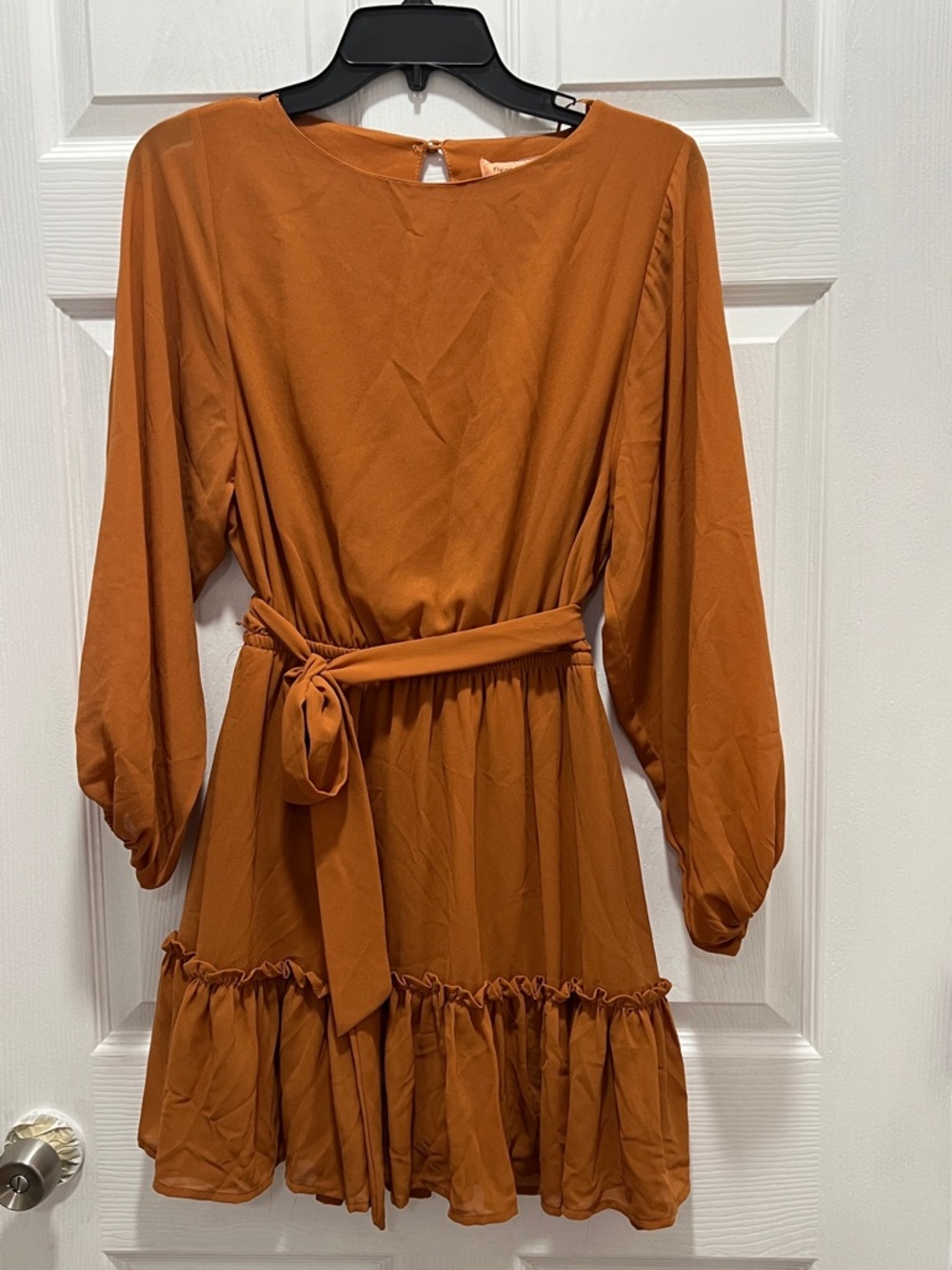 Flying Tomato Rust Orange Long Sleeve Midi Dress